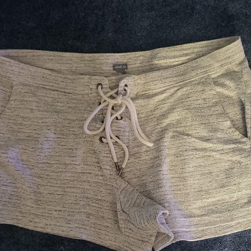 Beige Lace-Up Shorts